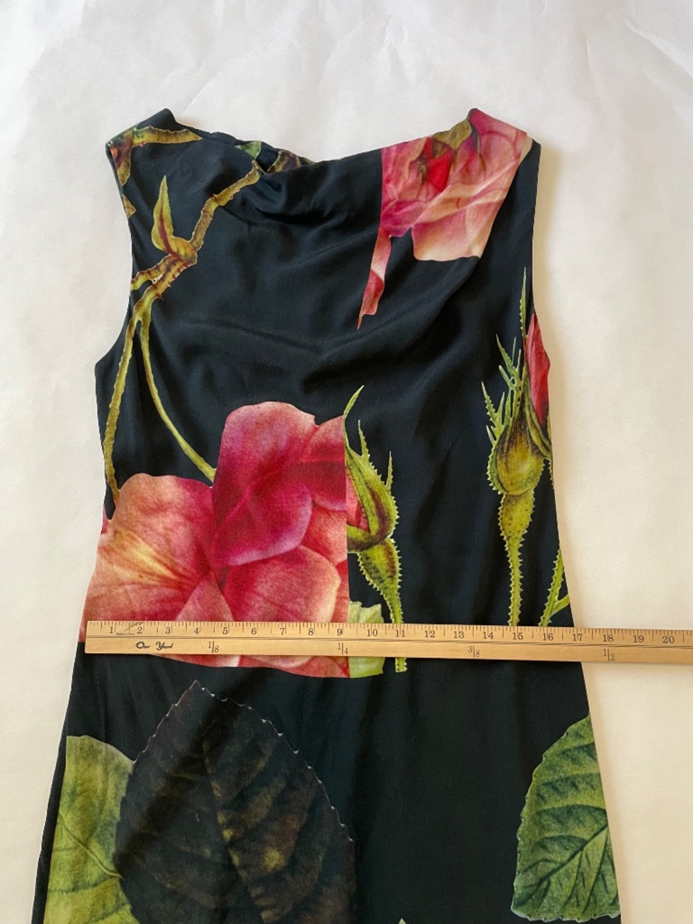 Vivienne Westwood Anglomania Black Floral Print Midi Cocktail Dress, Size US 10 - Picture 9 of 14